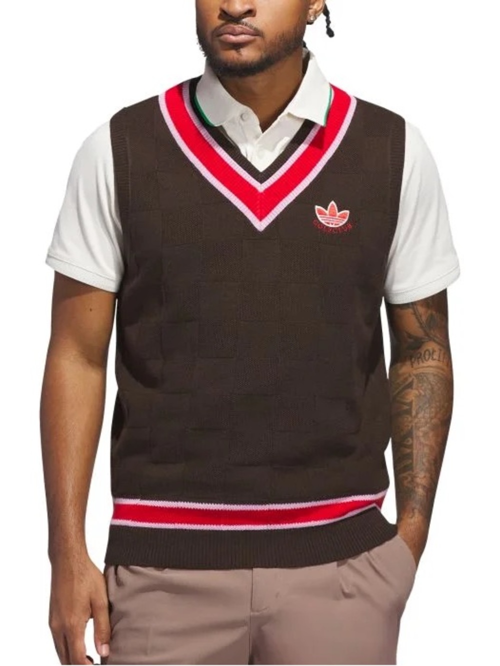 Adidas Originals Golf Knit Vest Brown V Neck Wool Blend NWT Men's XL JW9862
